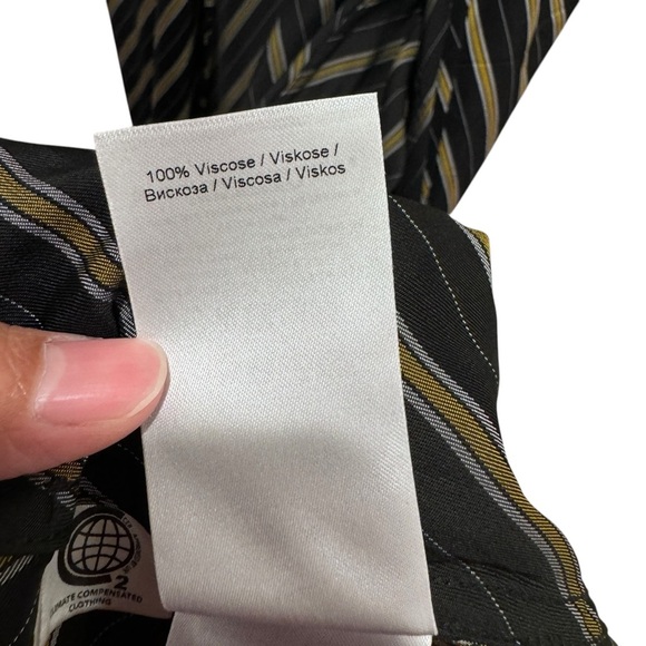 GANNI Striped Long Sleeve Wrap Maxi Dress Size EU 36/S/US 4 Black Gold - Picture 16 of 16